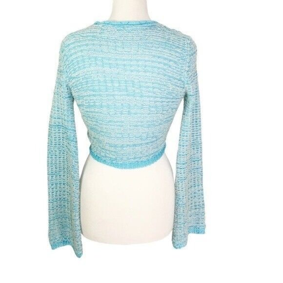 ACNE STUDIOS Blue Textured Cotton Weave Cardigan Blue XS NWT flaw - Picture 6 of 16